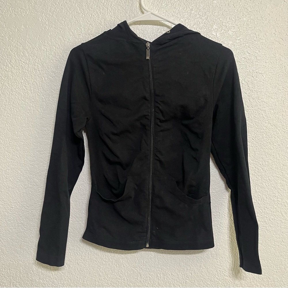 Women's Black Zip-Up Hooded Jacket